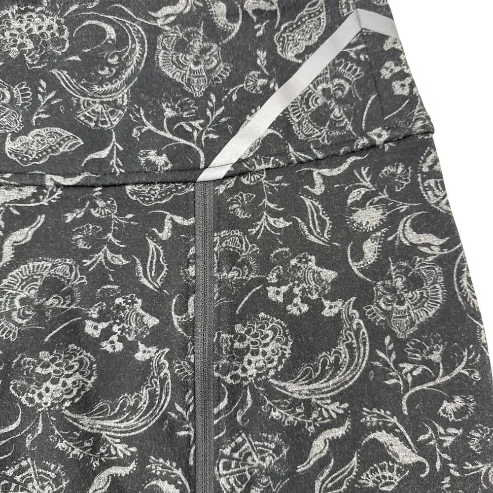 Title 9 Black Gray Floral Printed Skirt Zip Pleat Tennis Pickleball Skirt Sz‎ S